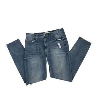 Kancan Medium Wash Mid Rise Distressed Skinny Jeans Stretch Womens 13/30